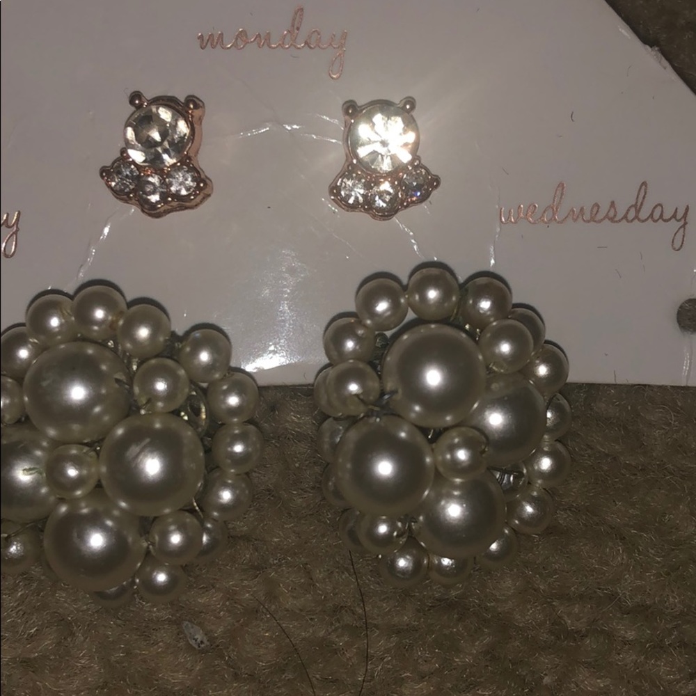 2 pairs of stainless steel earrings one antique
